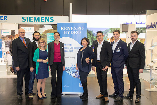 Das RENEXPO Interhydro 2019 Team: Hr. Röhm, Hr. Schlagenhauff, Fr. Strasser, Fr. Hegner, Fr. Glinz, Hr. Kettner, Hr. Maurer, Hr. Amtmann
