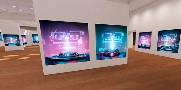 LEVEL UP - NFTs Die Genesis Edition der LEVEL UP NFTs besteht aus 500 Stück „LEVEL UP“-Projektionen in einem futuristischen Setting und können während der Veranstaltung erworben werden.